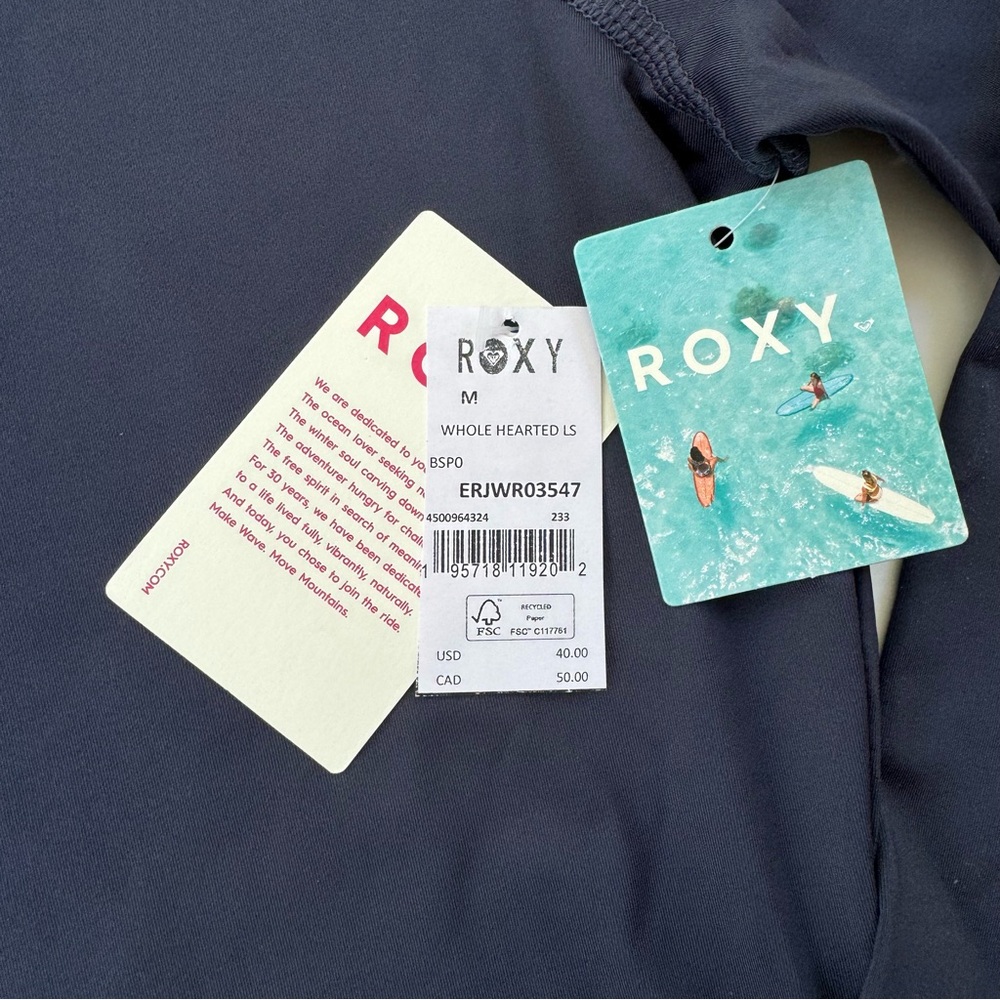 Roxy Whole Hearted Long Sleeve UPF 50 Swim Rashguard Navy Blue Size M NWT - Picture 5 of 13